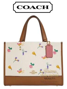 Coach Garden Veggie & Butterfly Print Dempsey Large Market Tote Bag